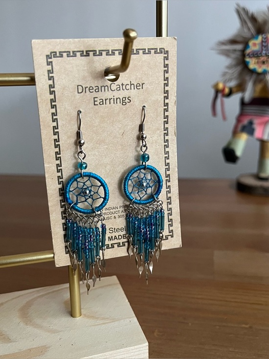 Jewelry - Dreamcatcher blue earrings surgical steel handmade Peru women's jewelry native